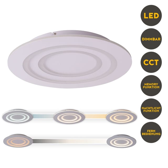 Light & More LED-Deckenleuchte weiß Ø 50 x 6 cm warmweiß-kaltweiß dimmbar