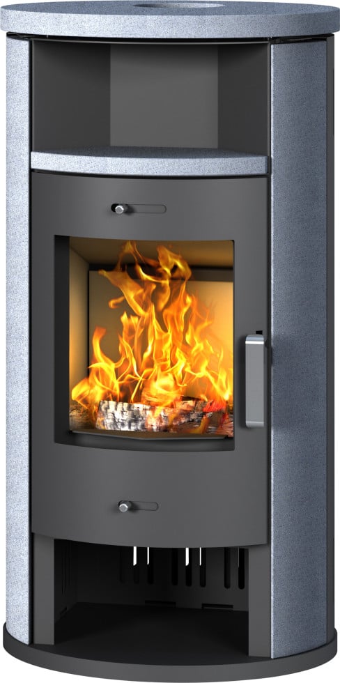 Accente Kaminofen Verona II Stahl, grau, Naturstein 7,5 kW