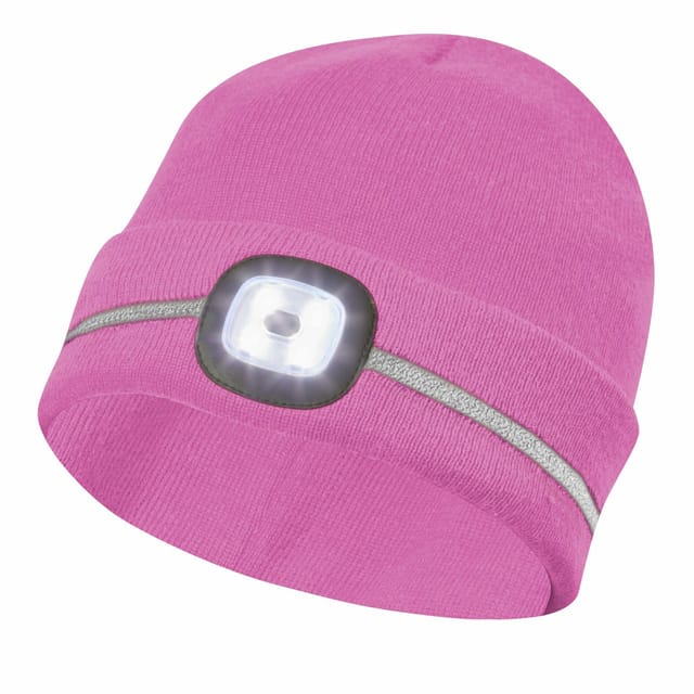 Gebol Mütze Beanie LED Kinder mit Reflektionsstreifen pink