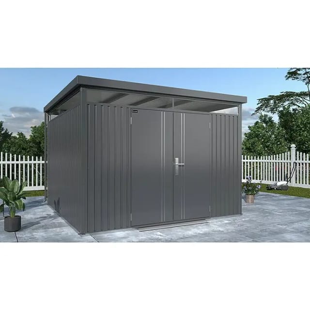 Floraworld Gerätehaus Premium Q10 Firstline schwarz-mettalic 314 x 314 cm