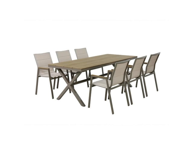 Primaster Garten-Essgruppe Milos 6 Personen Aluminium taupe/creme
