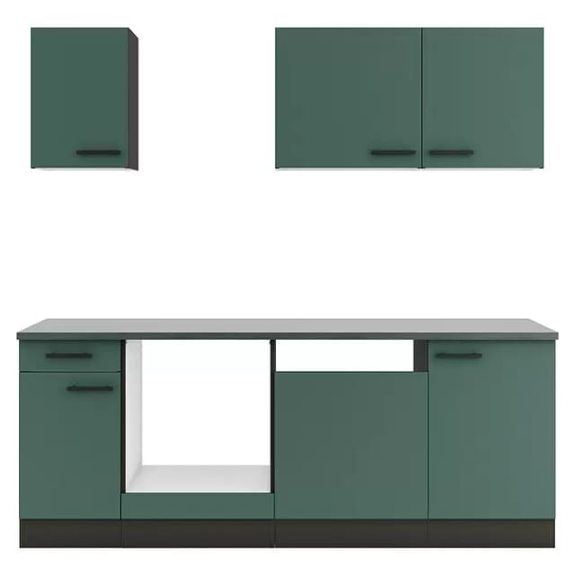 Optifit Küchenzeile Verona 405 ohne Geräte steingrün 210 cm