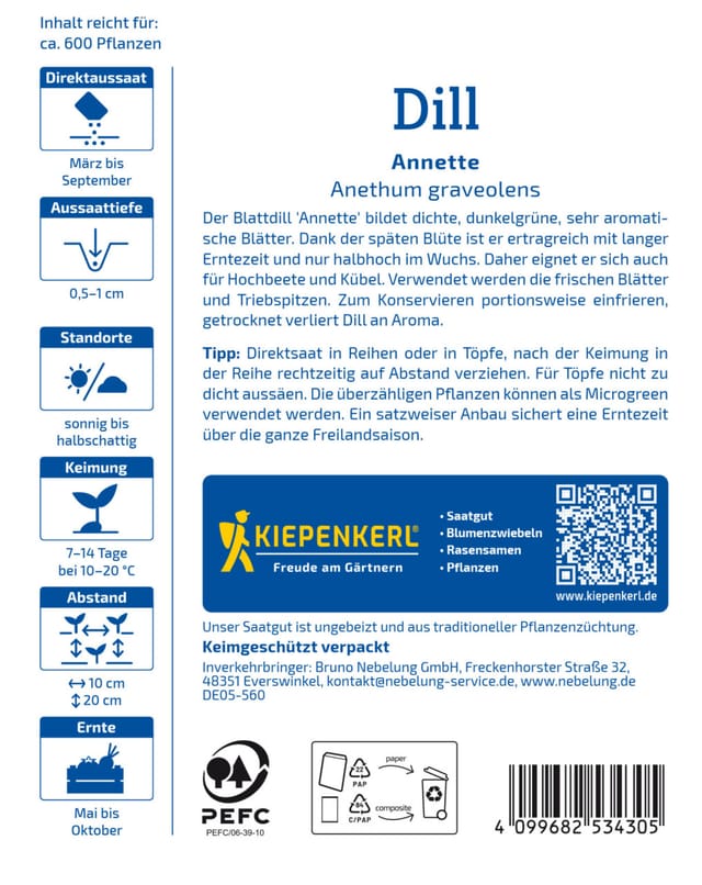 Kiepenkerl Profi-Line Saatgut Dill Annette für ca. 600 Pflanzen