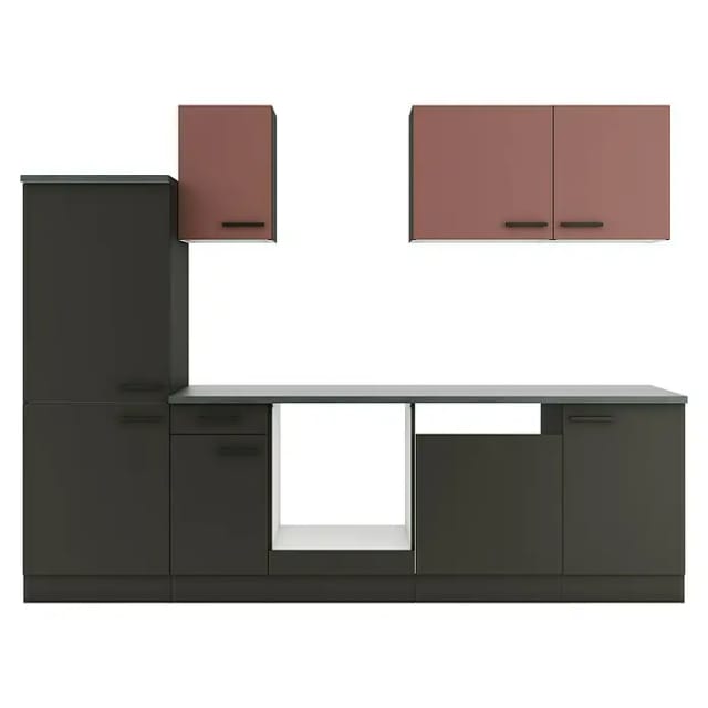 Optifit Küchenzeile Nizza 407/Madrid 420 ohne Geräte rostrot/anthrazit 270 cm