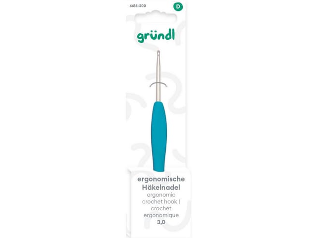 Gründl Ergonomische Häkelnadel 3 mm türkis