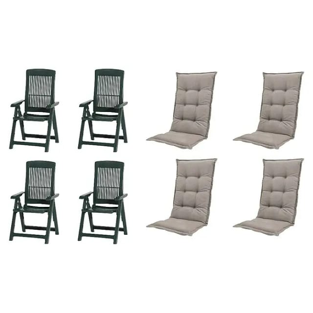 Progarden Gartenstuhl-Set Tampa mit Auflagen grün/taupe 8-tlg.