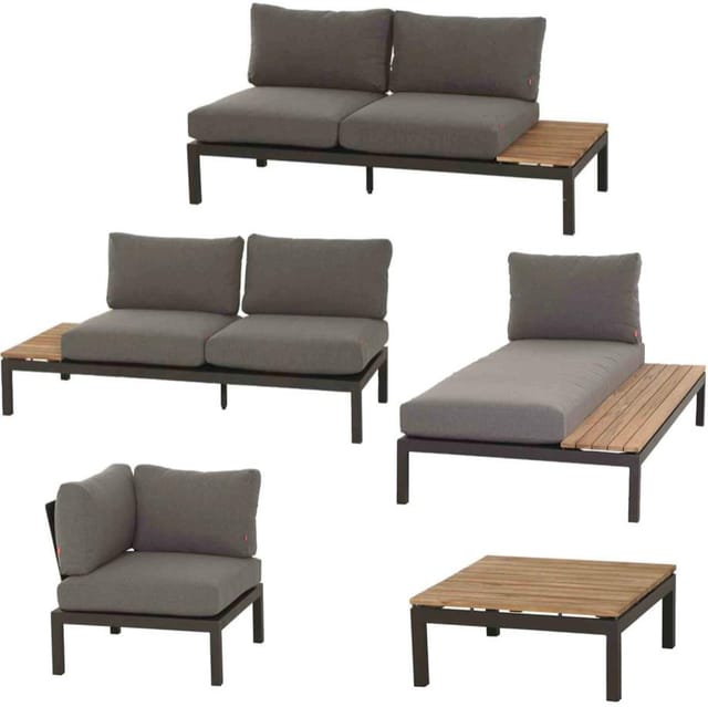 Siena Garden Gartenmöbel-Set Alvida Aluminium/Holz inkl. Kissen 5-tlg.