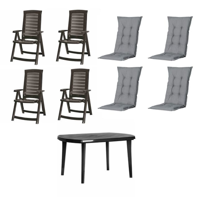 Jardin Garten-Essgruppe Aruba + Elise 4 Personen Kunststoff graphit/grau