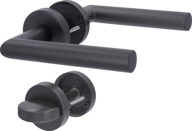 Alpertec WC-Türgriff-Garnitur Rosette Fair I Edelstahl schwarz Ø 52 mm