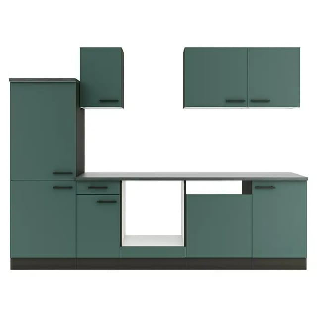 Optifit Küchenzeile Verona 405 ohne Geräte steingrün/anthrazit 270 cm