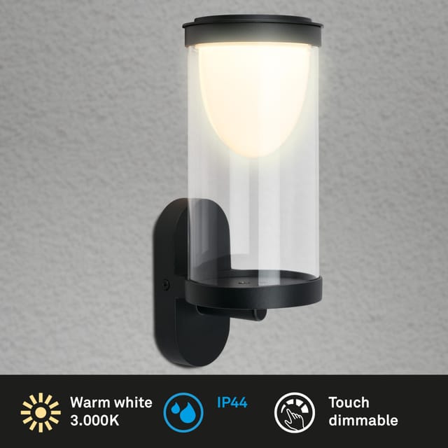 Briloner LED Außenwandleuchte Touch Akku 4W schwarz dimmbar warmweiß