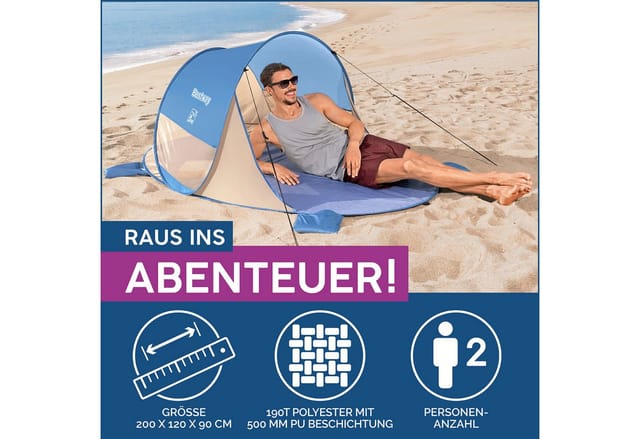 Bestway Zelt Strandmuschel Beach Quick 2 blau 200 x 120 x 90 cm