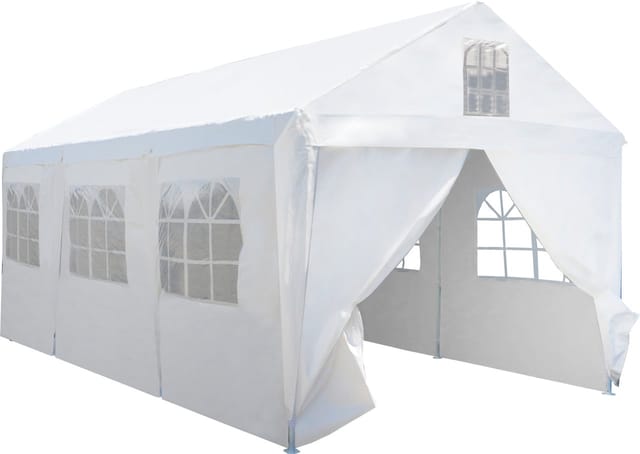 Primaster Großraumzelt 600 x 300 cm inkl. 2 Giebelseitenteilen weiß