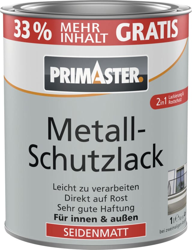 Primaster Metallschutzlack anthrazitgrau glänzend 1 L + 33% gratis