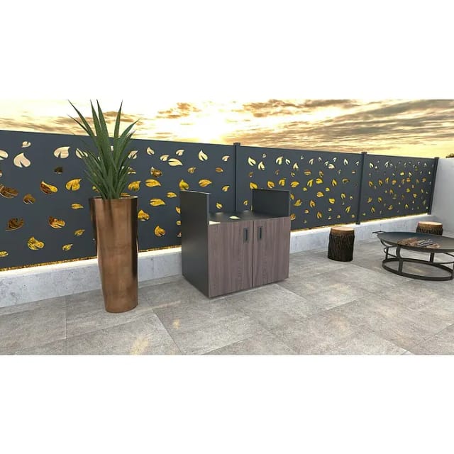 Bellano Living Element für Outdoorküchen inkl. Grillelement und 2 Türen walnuss