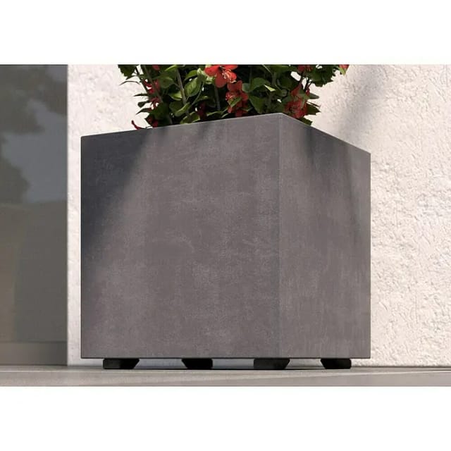 Deroma Pflanztopf Quadro Millennium Kunststoff 39 cm aschgrau mit Ablauflöchern