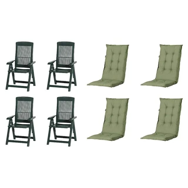 Progarden Gartenstuhl-Set Tampa mit Auflagen grün 8-tlg.
