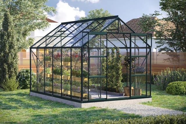 Vitavia Gewächshaus-Set Uranus 9900 ESG 3 mm smaragd 254 x 379 cm