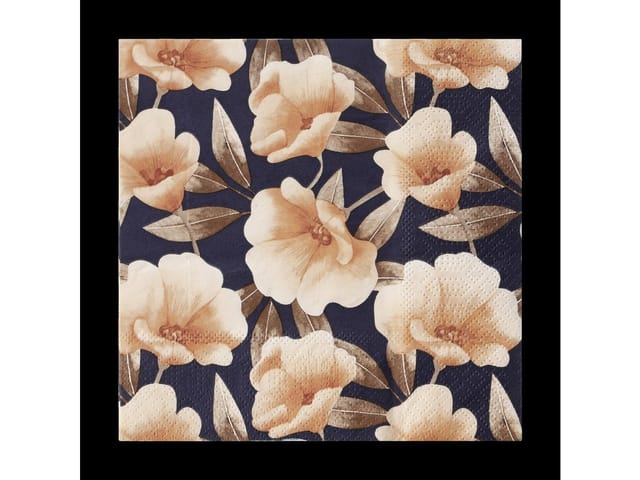Eglo Servietten Motiv Blüten Mahuli blau apricot 17 x 17 cm - 20er Pack
