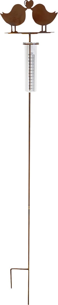 Badeko Gartenstecker Regenmesser mit Vogelpaar 130 cm rostbraun