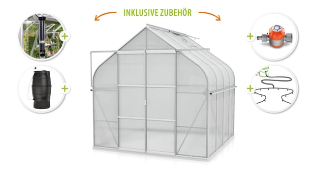 Vitavia Gewächshaus-Set Dione 6700 HKP 4 mm alu 254 x 254 cm