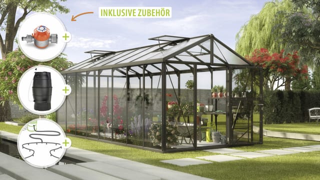 Vitavia Gewächshaus-Set Zeus 15700 ESG/HKP schwarz 266 x 621 cm