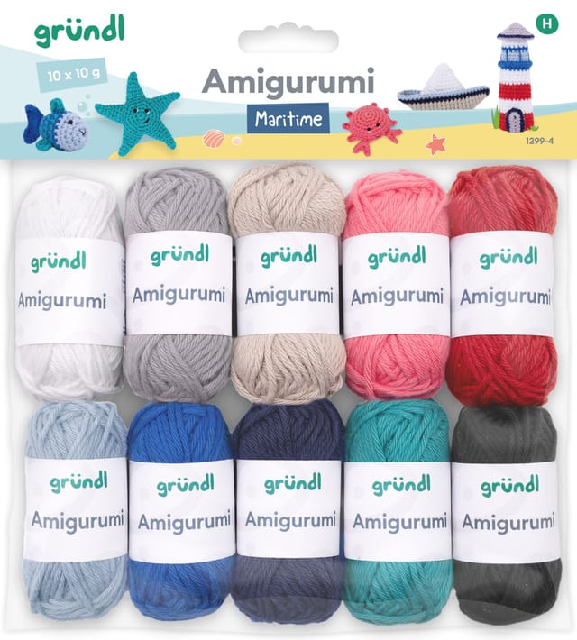 Gründl Baumwollgarn Maritime Amigurumi 10 x 10 g mehrfarbig