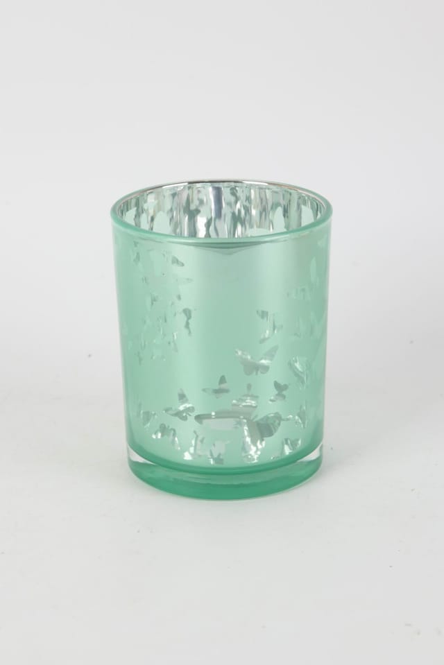 TrendLine Windlicht Schmetterlinge Glas Ø 10 x 12,5 cm grün