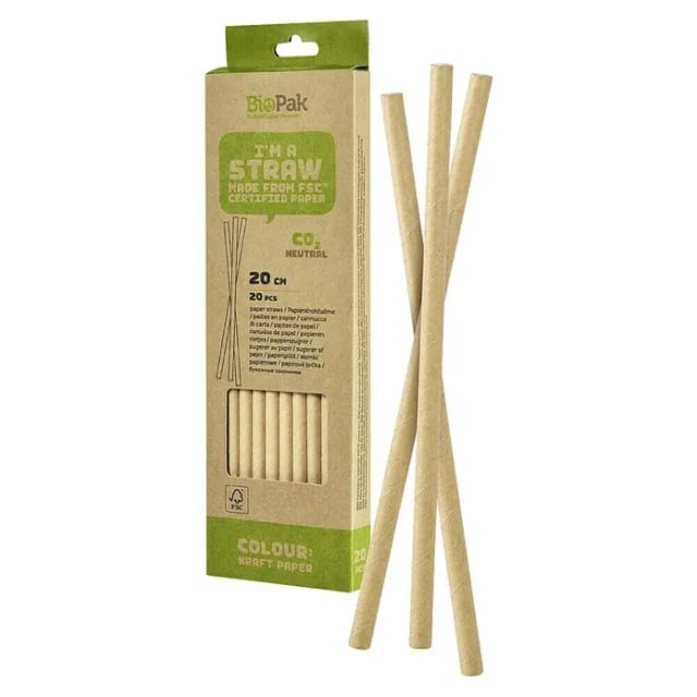 Biopak Trinkhalme Papier 20 cm - 20 Stück