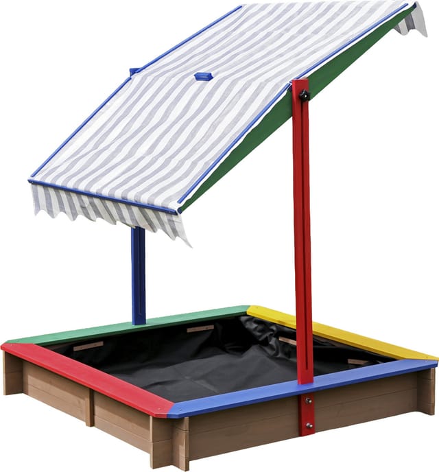 Dobar Sandkasten farbig mit Dach 111 x 111 cm