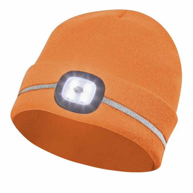 Gebol Mütze Beanie LED mit Reflektionsstreifen orange