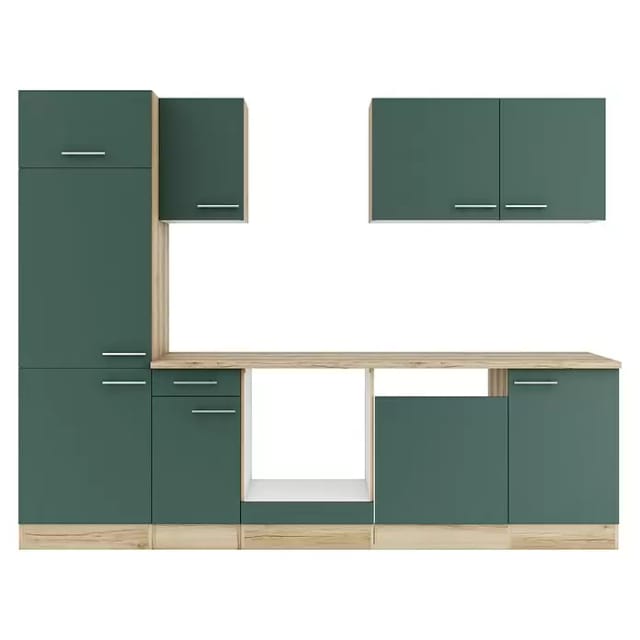 Optifit Küchenzeile Savona 405 ohne Geräte steingrün 270 cm