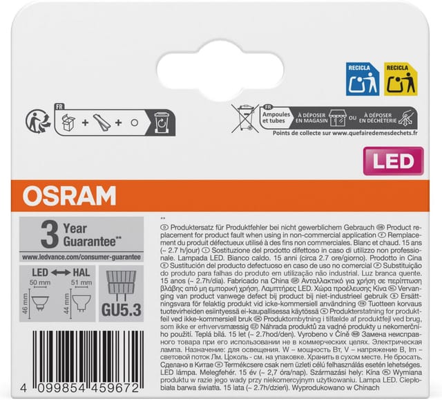 Osram LED Leuchtmittel Reflektor Star GU5.3 2er Pack 3,3 W warmweiß
