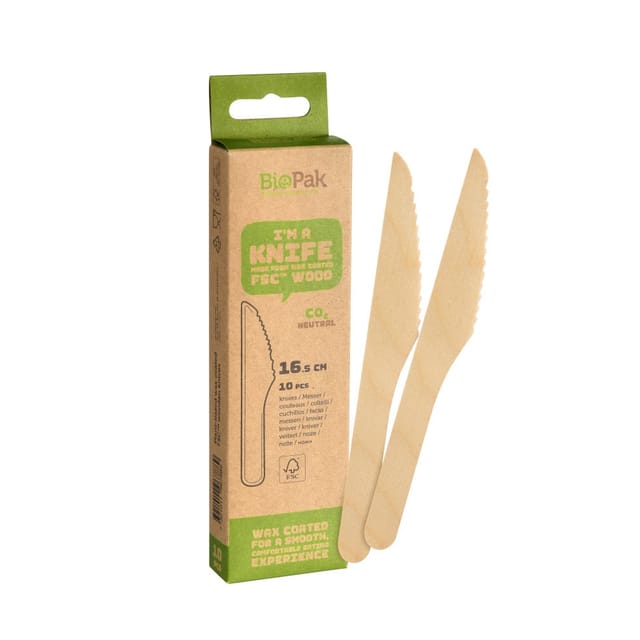 Biopak Holzmesser 17 cm - 10 Stk.