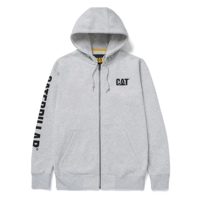 CAT Zip Hoodie Banner Größe L grau