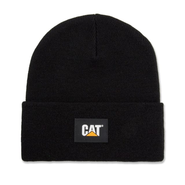 CAT Strickmütze Label Cuff schwarz