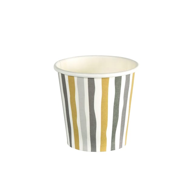 Duni Schnapsgläser Pappe Bio Stripes schwarz gold 60 ml Ø 5 x 5 cm - 20 Stück