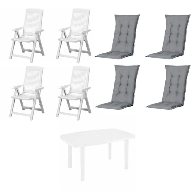 Progarden Garten-Essgruppe Tampa + Faro 4 Personen Kunststoff weiß/grau
