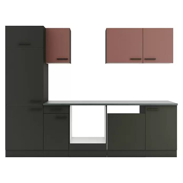 Optifit Küchenblock Nizza 407/Madrid 420 ohne Geräte rostrot/anthrazit 270 cm