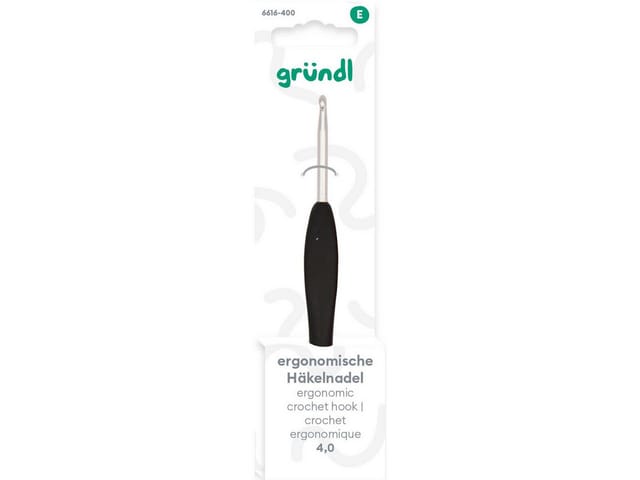 Gründl Ergonomische Häkelnadel 4 mm schwarz