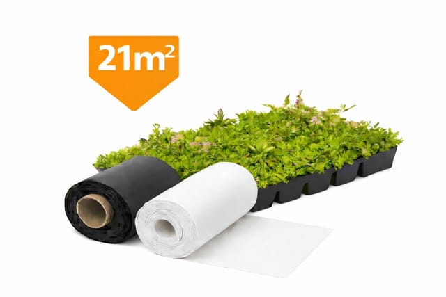 Plantile Dachbegrünungs-Komplettset mit Folie und Vlies für 21 m² Dachfläche