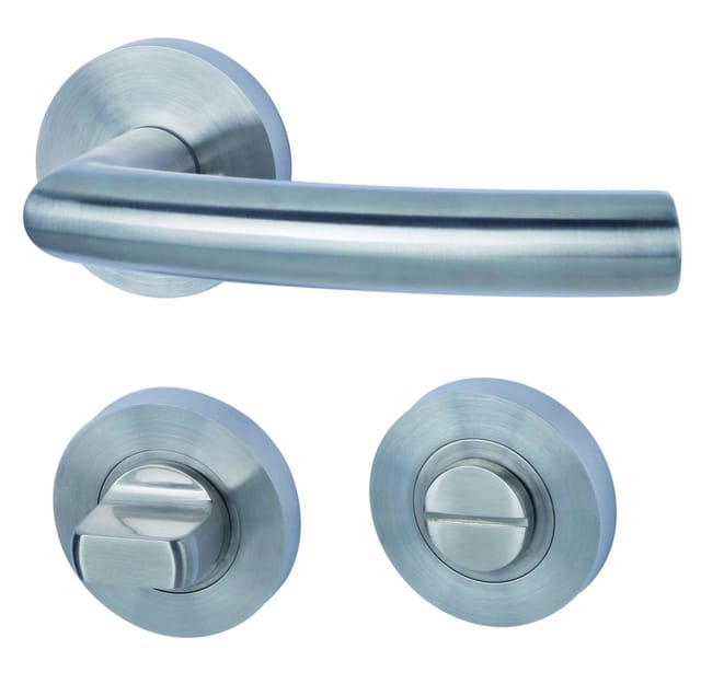 Alpertec Rosettengarnitur WC Fair II Edelstahl satiniert Ø 5,2 cm mit Sperrriegel