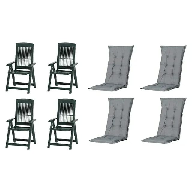 Progarden Gartenstuhl-Set Tampa mit Auflagen grün/grau 8-tlg.