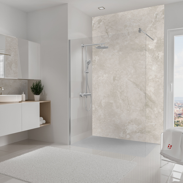 Schulte Duschrückwand Softtouch Marmor Jura-Greige 150 x 255 cm