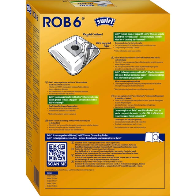 Swirl ROB 6 EcoPor Staubsaugerbeutel 4 Staubbeutel