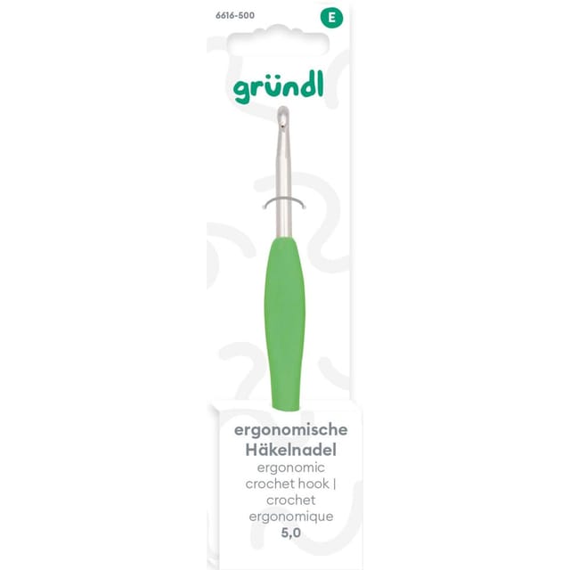 Gründl Ergonomische Häkelnadel 5 mm grün