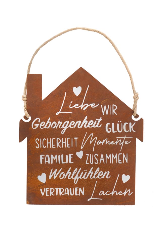 Badeko Dekotafel Haus 25 cm rostbraun