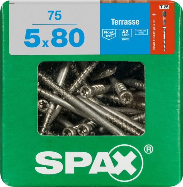Spax Terrassenschrauben 5.0 x 80 mm TX 25 - 75 Stk.
