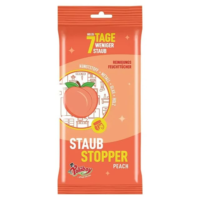 Poliboy Staubstopper Feuchttücher Pfirsich - 24 Stk.