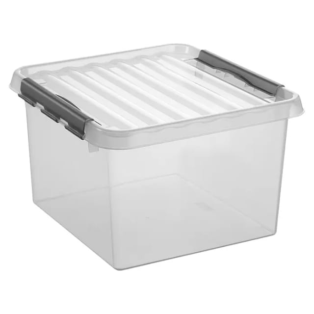 Sunware Aufbewahrungsbox Q-line 26L transparent metallfarbig 40 x 40 x 26 cm
